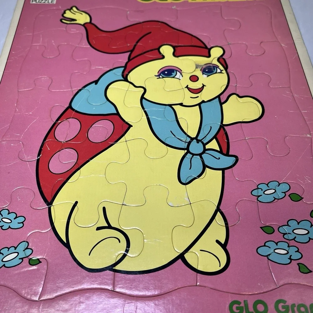 Vintage 1980s Glo Worm Puzzle Friends Frame-Work Hasbro Grannybug Kids Game‎